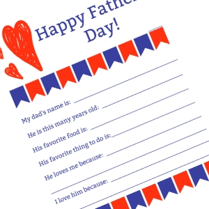 Father’s Day Printable Questionnaire PDF